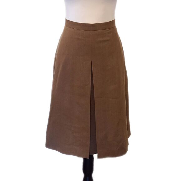 Saks 5th Ave | Vintage Brown A-line Pleated Skirt, Made in Italy, Size L (12-14) - Picture 3 of 8